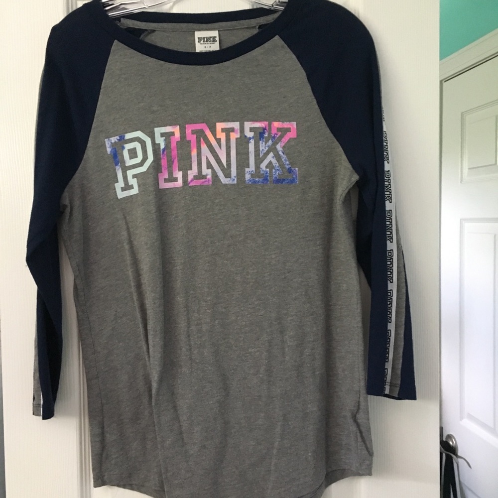PINK watercolor logo 3/4 sleeve tee